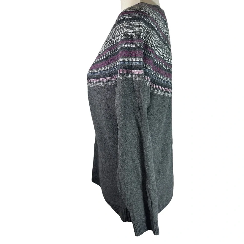 J. Jill Gray and Purple Striped Sweater